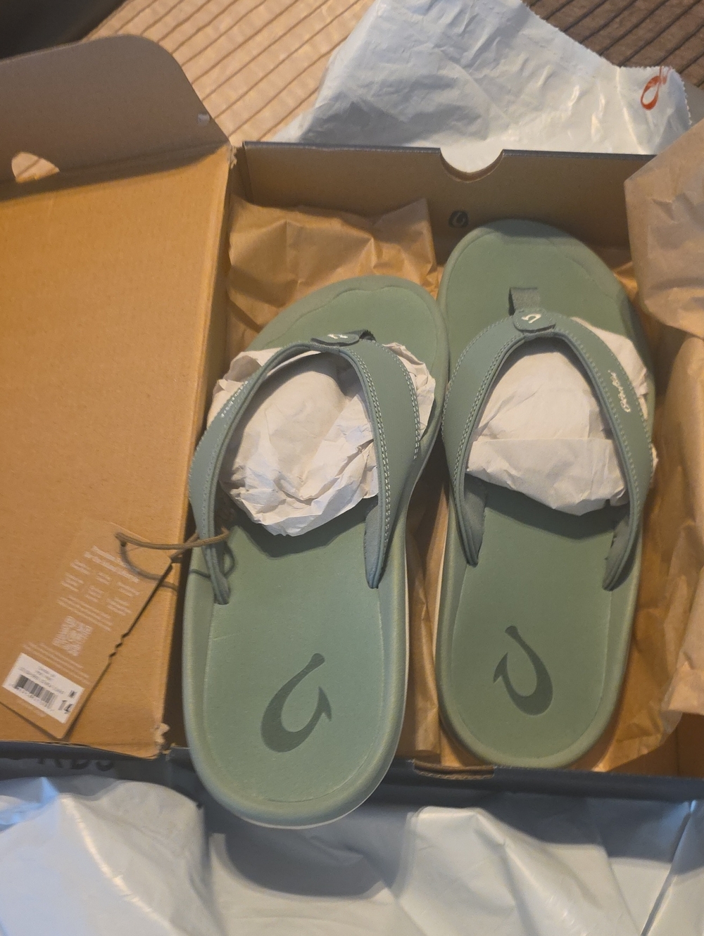 OluKai  Sage Green Flip-Flops
